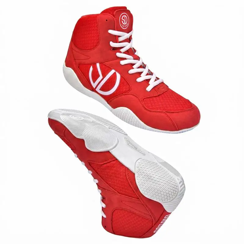 Botas de lucha profesional para hombre, zapatos de boxeo ligeros de malla transpirable, antideslizantes, resistentes al desgaste, de caña alta, talla grande