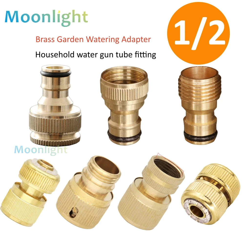 1 Uds. Conector rápido de rosca 1/2, adaptador de riego de jardín de latón, manguera de cobre para riego por goteo, accesorios de conector rápido para manguera de 16mm
