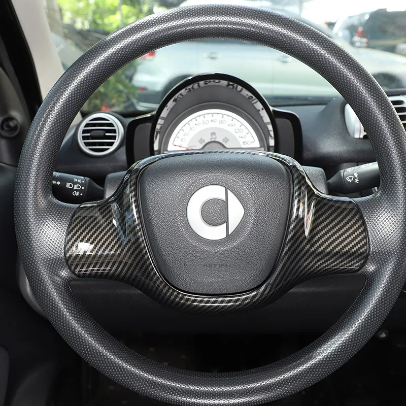 Para Mercedes-Benz Smart 451 Fortwo 2009-2015, Cubierta Decorativa de Fibra de Carbono ABS para Volante, Adhesivo para Accesorios de Auto