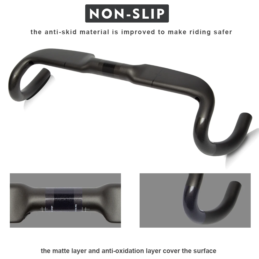Manillar de velocidad para bicicleta de grava, manillar de carretera de carbono RXL SL 31,8 para enrutamiento interno de bicicleta, barra de mango de caída mate UD