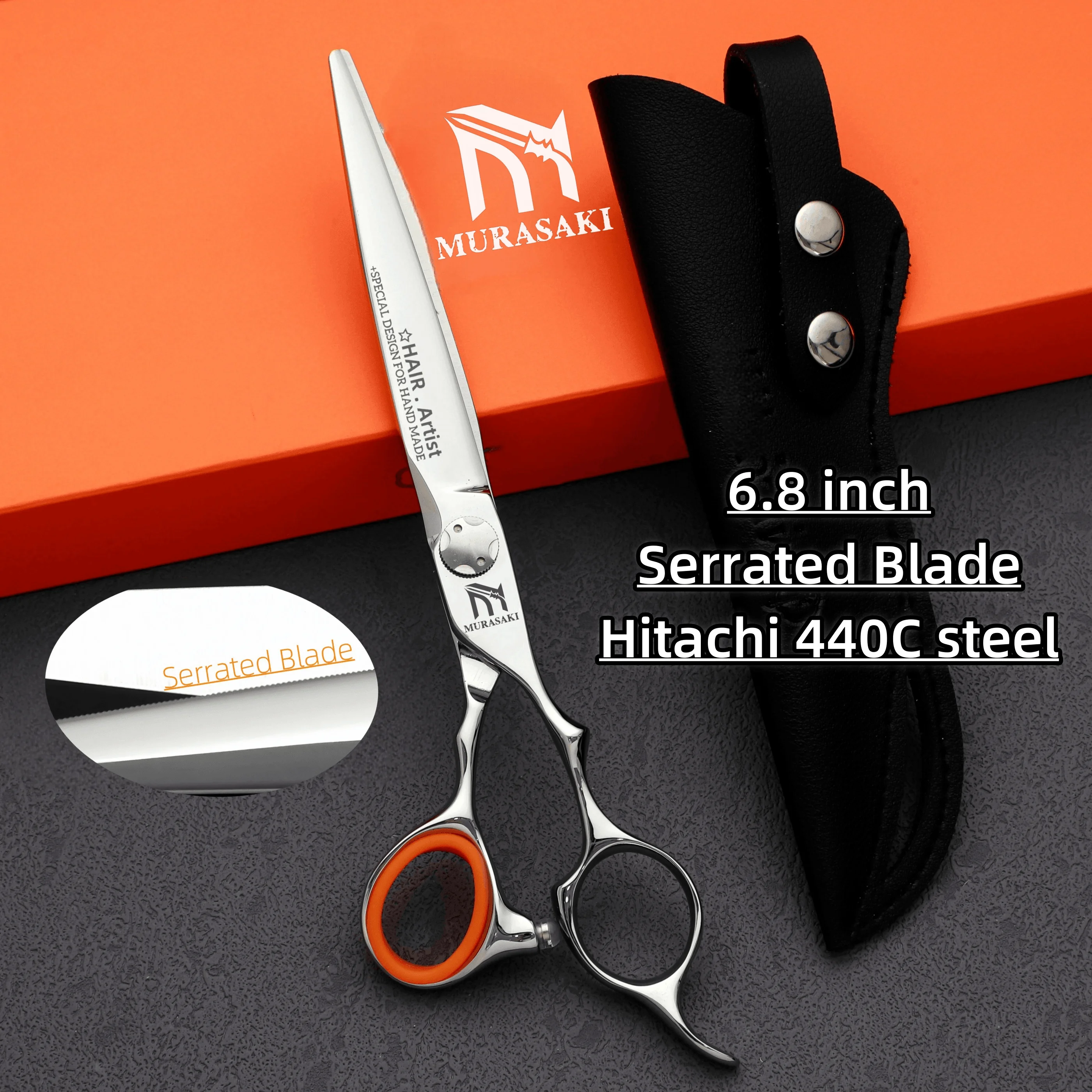 Tijeras de barbero profesionales, tijeras dentadas de 6,0-6,5-6,8 pulgadas, máquina para cortar el cabello de peluquería de alta calidad de acero Hitachi 440C