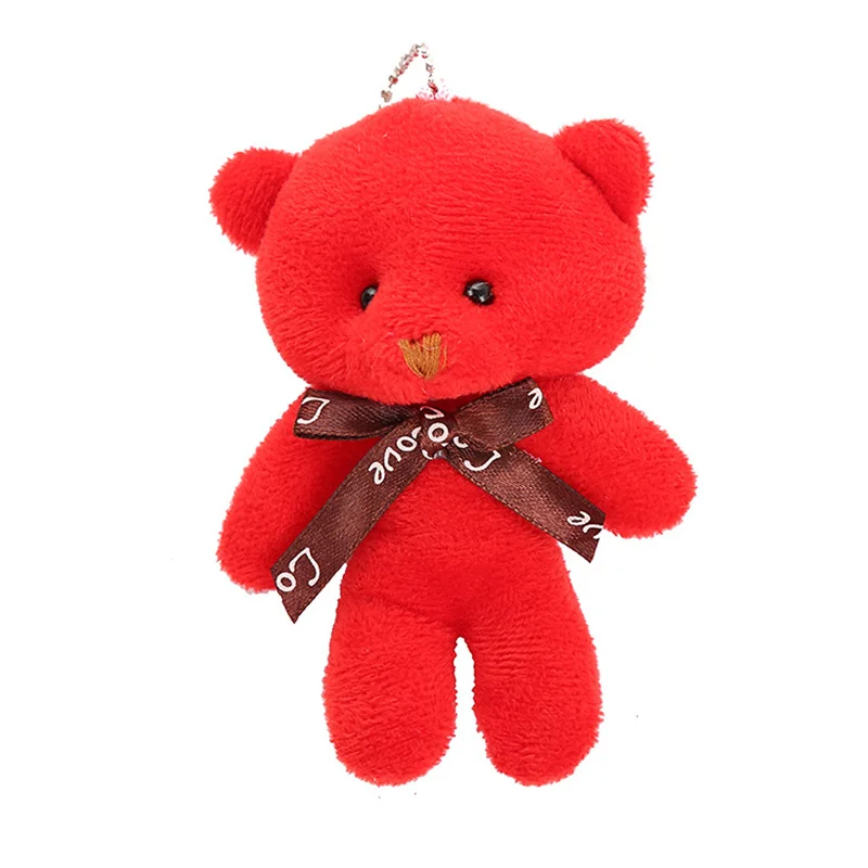 10 unids/pack 12cm Mini pajarita oso de peluche colgante juguete de peluche llavero de peluche de peluche colorido