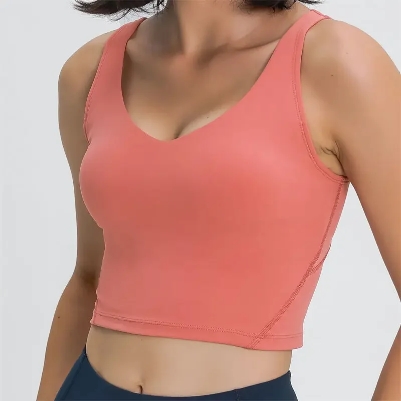Nepoagym PASSION Camiseta sin mangas con estante incorporado, sujetador corto con acolchado extraíble, sujetador deportivo palangre para yoga y gimnasio