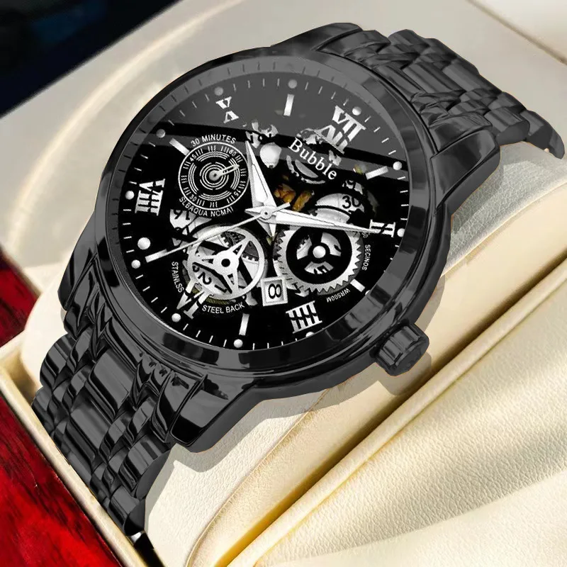 Reloj UTHAI para hombre, relojes de pulsera de cuarzo versátiles de alta gama, ligeros y de lujo, reloj romano hueco resistente al agua para hombre