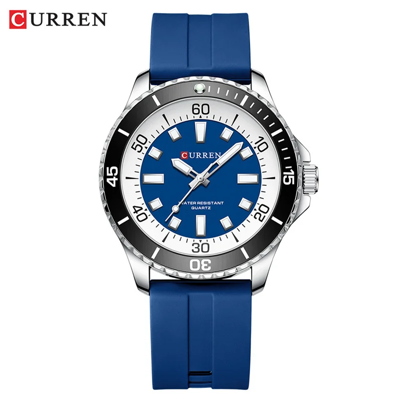 Reloj de Cuarzo Unisex Curren 8448, Reloj de Pulsera Redondo Luminoso a Prueba de Agua para Exteriores con Correa de Silicona