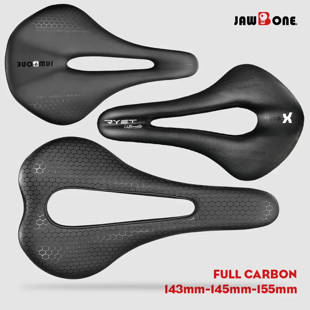 Sillín de bicicleta RYET 5D 6D 7D, asiento de bicicleta de montaña de cuero ultraligero, cojín de asiento de bicicleta de carbono completo, 143mm, 145mm, 155mm, piezas de ciclismo MTB