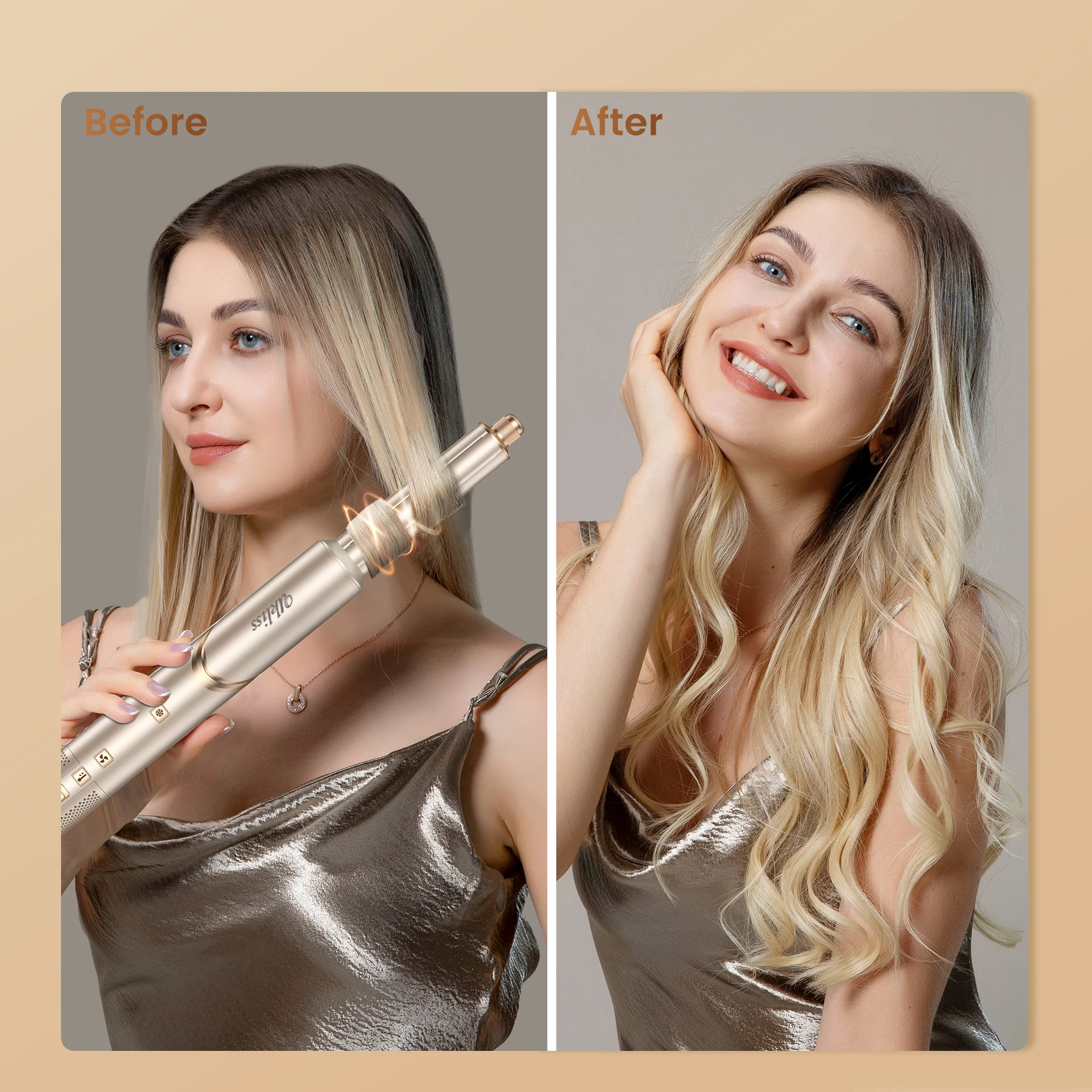 Secador de pelo 8 en 1, cepillo de alta velocidad sin escobillas, secador de pelo iónico negativo, cepillo para calentar el cabello, peine de estilismo de aire caliente, rizo de cabello automático
