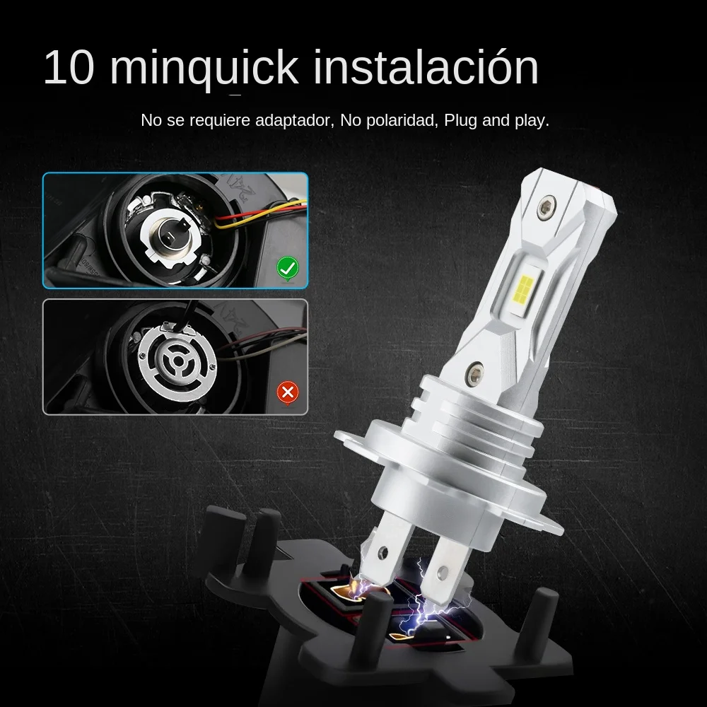 LupuAuto nuevas bombillas LED H7 60W 18000LM lámpara de cabeza sin ventilador tamaño Mini inalámbrico para faro de coche bombilla LED CSP 6000K xenón blanco