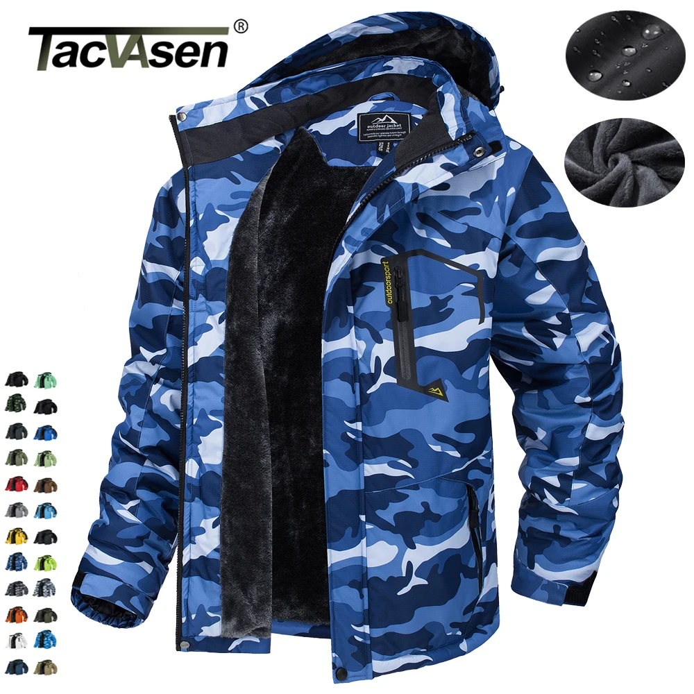 TACVASEN, chaquetas de montaña con forro polar, chaquetas de senderismo para hombre, abrigos con capucha extraíbles para exteriores, Parka de esquí y Snowboard, prendas de vestir de invierno