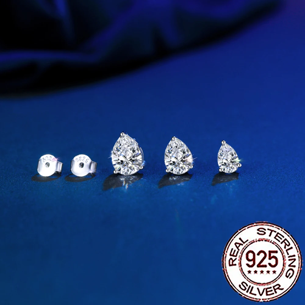 Pendientes QooLady de plata de ley S925 con circonita cúbica brillante, pendientes de gota de agua para mujer, accesorios de joyería de fiesta a la moda, regalo SE127