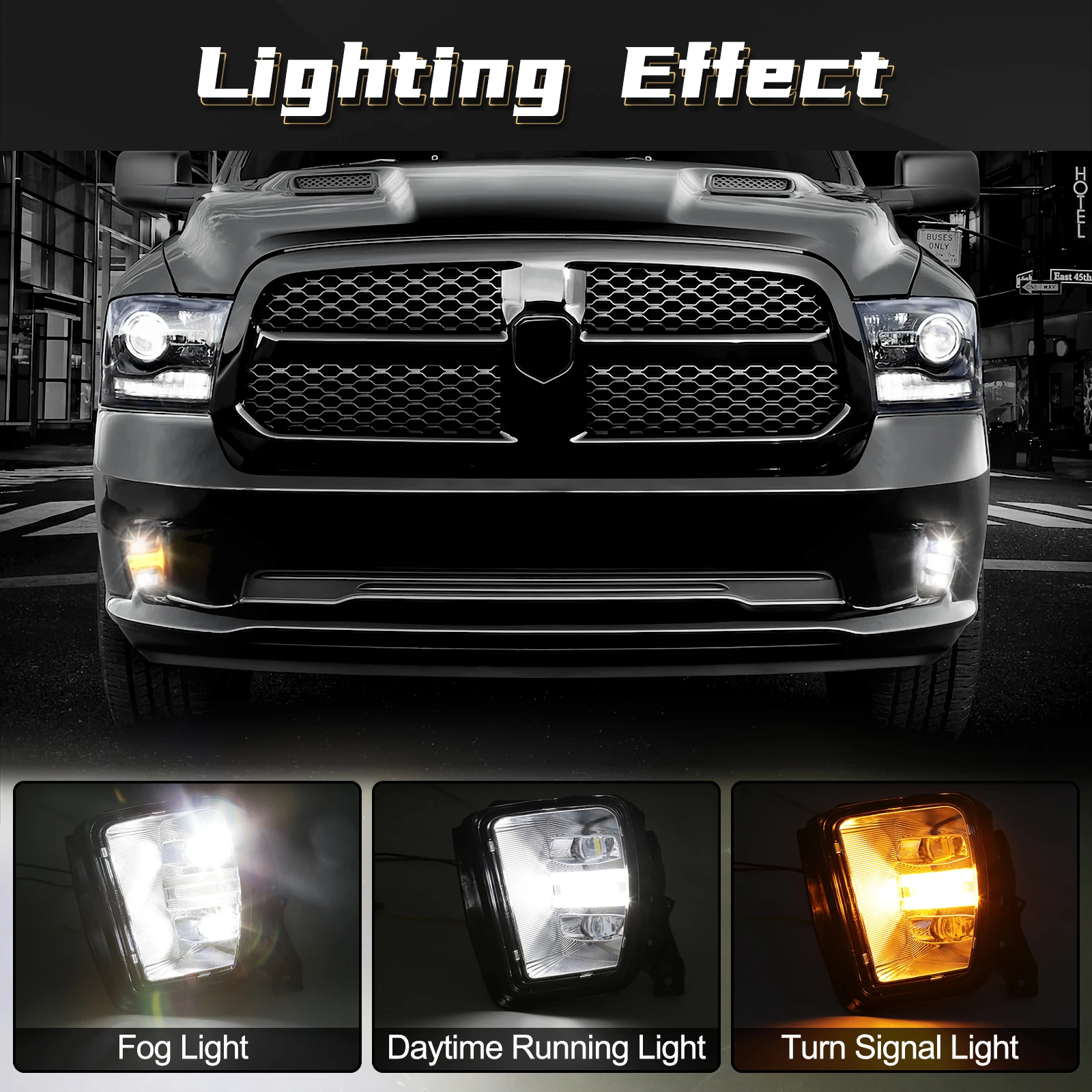 Lámpara antiniebla LED luces de circulación diurna para Dodge Ram 1500 2013 2014 2015 2016 2017 2018 señal de giro DRL accesorios de coche blanco amarillo