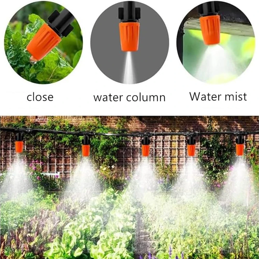 Kit de riego con boquillas antiniebla, sistema de riego automático de plantas con nebulización por pulverización para jardín de 5M-20M con manguera y conector de PE 4/7