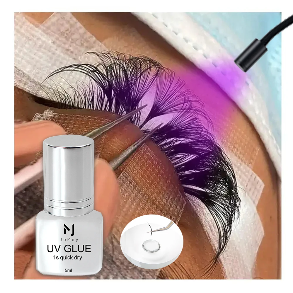 Pegamento para Pestañas JOMAY UV, Pegamento Extra Fuerte para Extensión de Pestañas, Pegamento UV 5ML, Adhesivo Impermeable, 3 Botellas