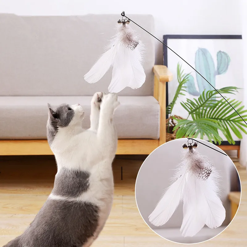 Juguete para gatos, divertidos juguetes interactivos para gatos, juguetes de plumas para gatos, juguete para gatos resistente a mordeduras con palo con ventosa, suministros para mascotas