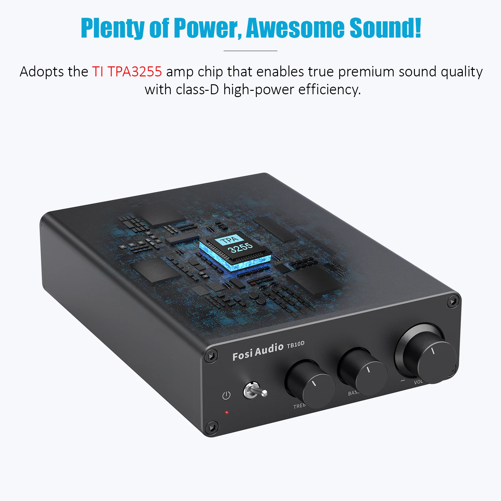 Fosi Audio Upgrade 600W Digtal HiFi amplificador de potencia de sonido TPA3255 Clase D amplificador estéreo con agudos y graves para altavoz de cine en casa