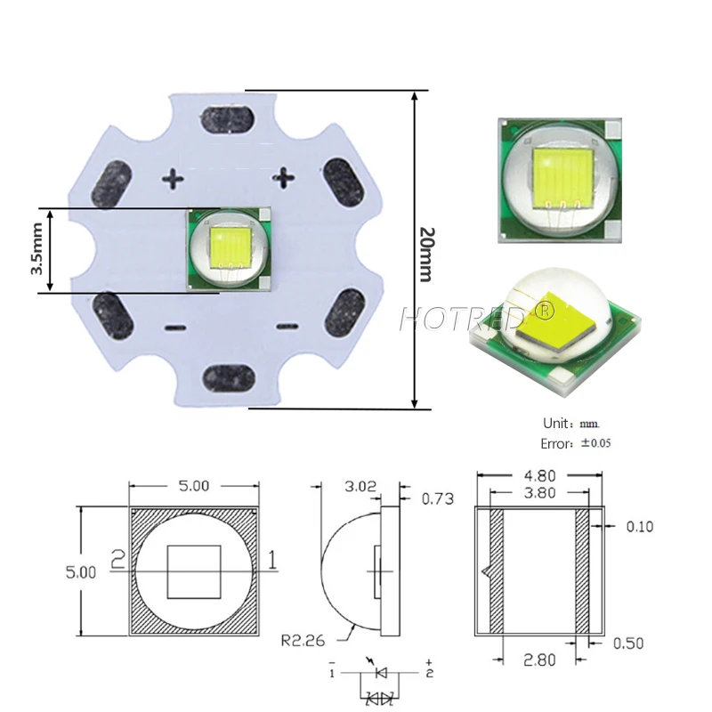LED de alta potencia 5w10W 5050 XLM T6 XMLL2 5050-L2 diodos de Chip 3V 3,7 V piezas de linternas DIY para accesorios de bicicleta y coche faro