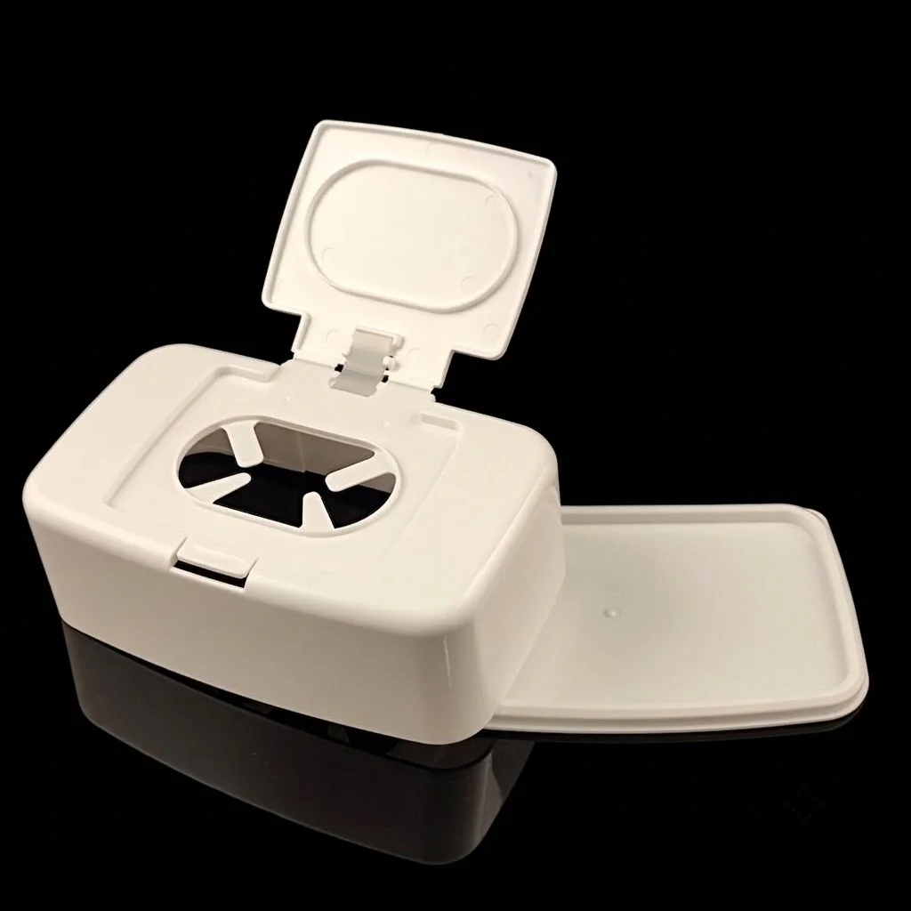 1 unidad de caja de toallitas húmedas tipo botón, caja de pañuelos para coche, caja de almacenamiento portátil para guantes desechables y toallitas húmedas, etc.