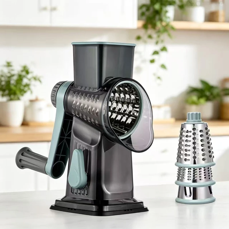 Nuevo Rallador de Queso Rotatorio 3 en 1 2026, Cortador Manual Multifuncional de Verduras, Molinillo de Nueces, Herramienta Esencial de Cocina