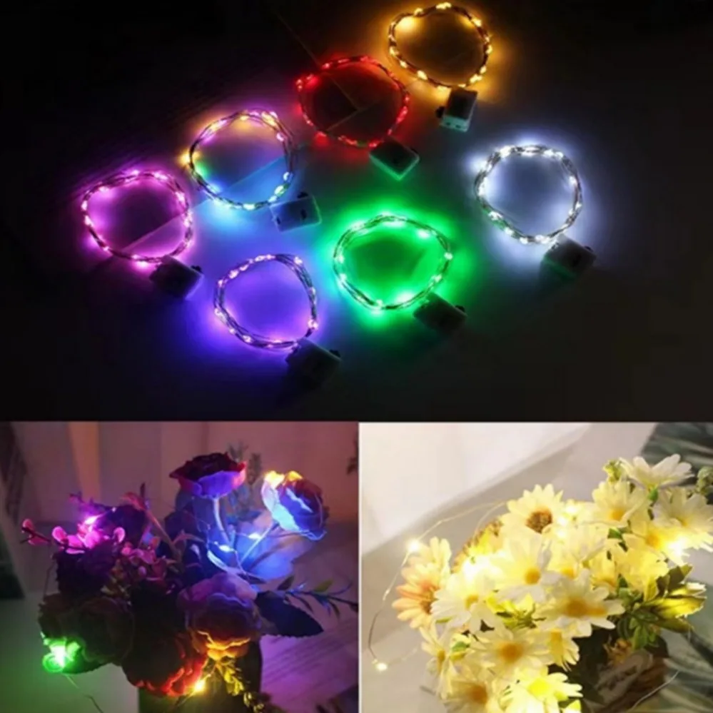 Guirnalda de luces LED con pilas, cable de cobre y plata, luces de hadas impermeables, decoración para fiestas, Navidad y bodas.