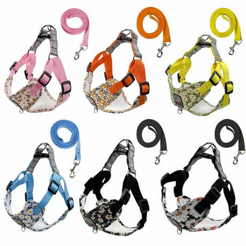 Arnés para perros de nailon, correa reflectante para el pecho para perros sin tirones, Collar ajustable transpirable para perros pequeños y gatos