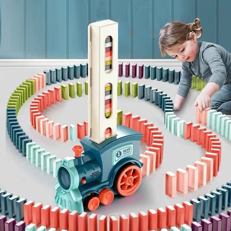 Tren Eléctrico Automático para Colocar Dominós, Clips para Dominós y Accesorios, Kits de Bloques de Dominós, Juegos Educativos