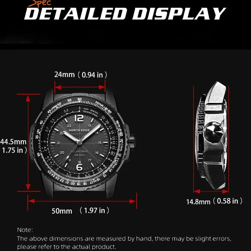 Reloj con caja de regalo NORTH EDGE para hombre, Reloj de cuarzo de moda PHOTON con energía Solar, resistente al agua hasta 50M, correa deportiva de silicona, Reloj para hombre