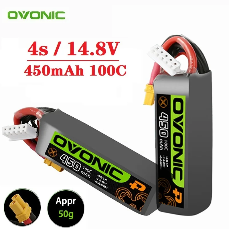 Batería LiPo de 14,8 V, 450mAh, 100C, para Dron de carreras, helicóptero, cuadricóptero, FPV, con enchufe XT30, 14,8 v, 4S