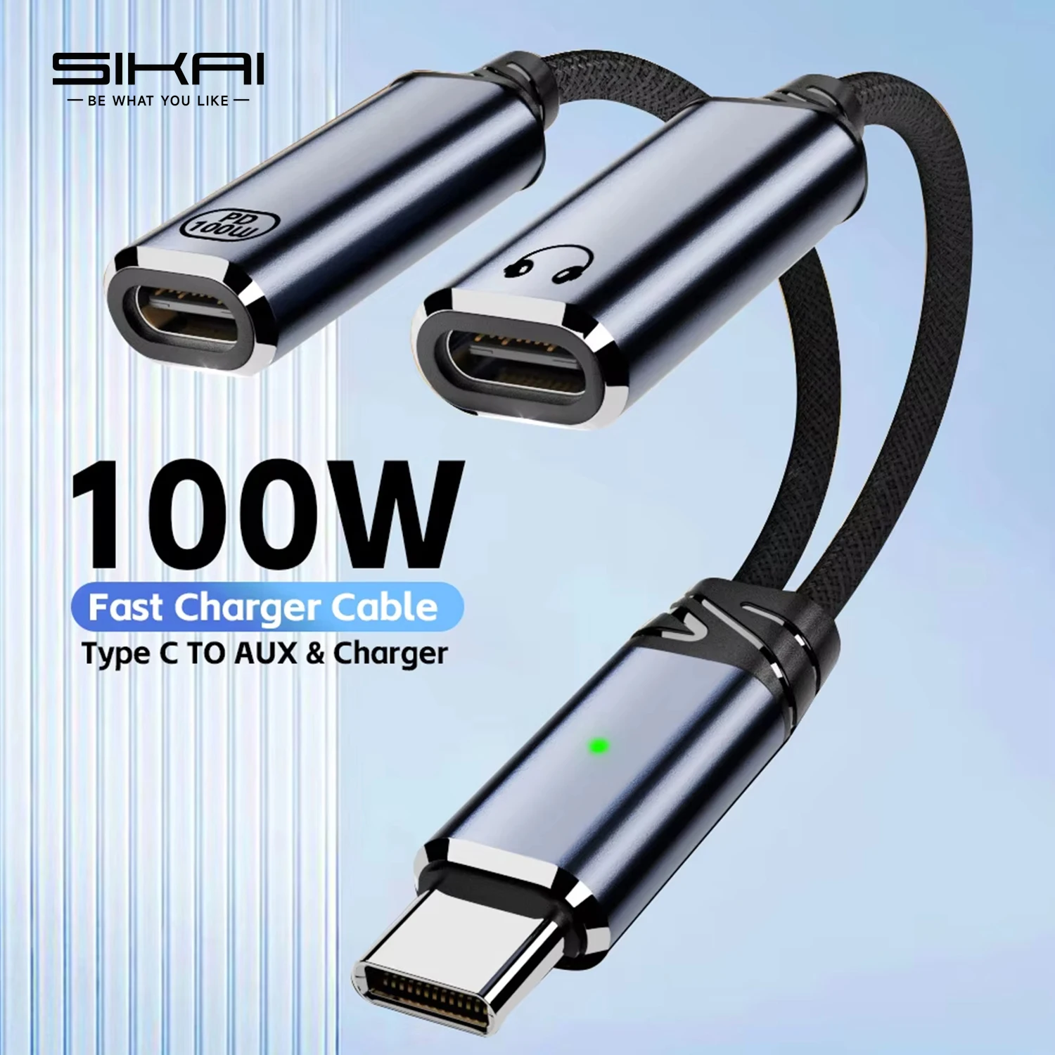 Adaptador de cargador y auriculares USB C 2 en 1 USB C a conector de audio auxiliar con cable Dongle de carga rápida PD 100W para Galaxy S23