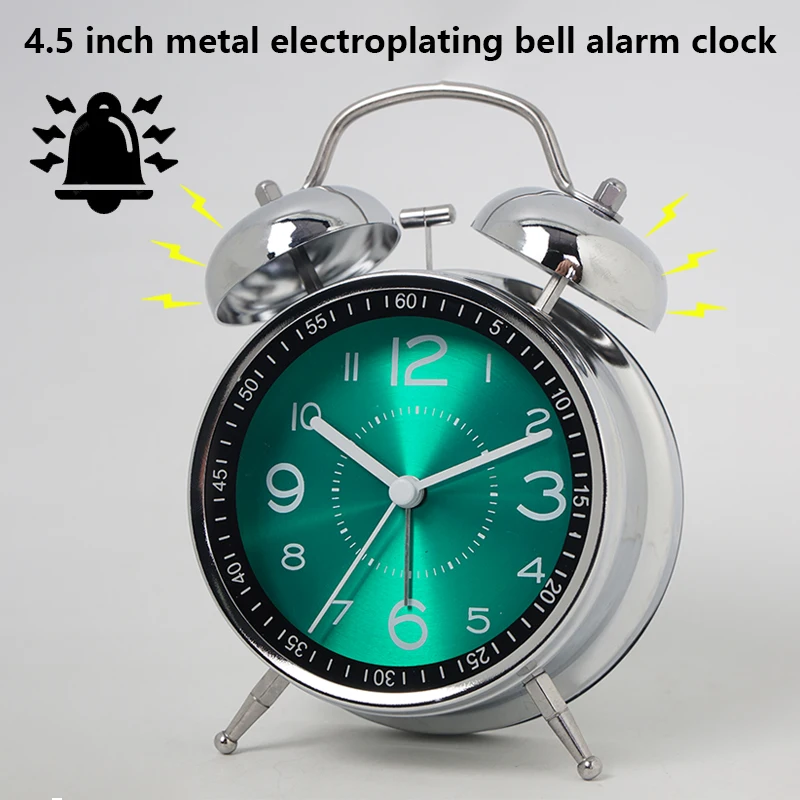 Reloj despertador pequeño para estudiantes de arte del hierro, reloj de mesa silencioso a la moda para niños, reloj de cuarzo con puntero luminoso creativo de escritorio