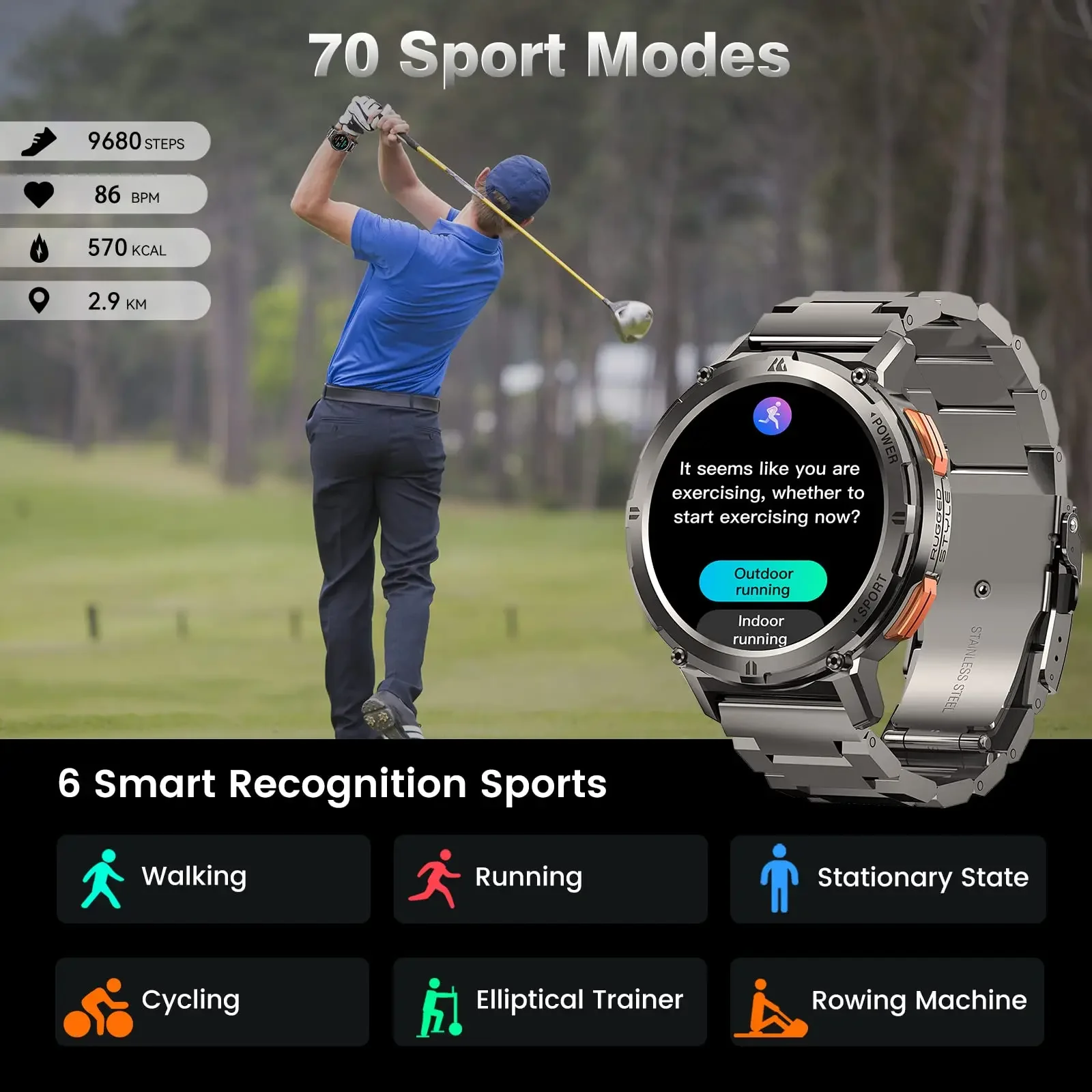 Relojes inteligentes originales KOSPET TANK T2 2025 para hombres, relojes AMOLED AOD, reloj inteligente con llamada Bluetooth, reloj inteligente electrónico para hombres