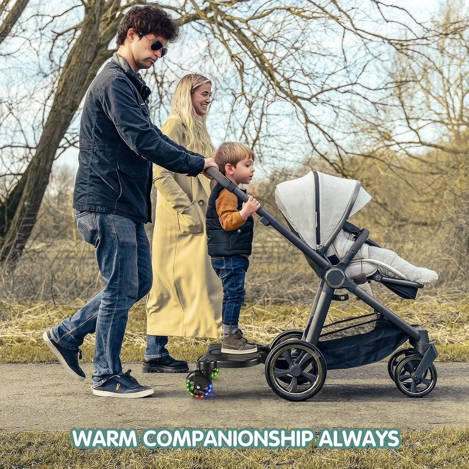 Plataforma universal para cochecito 2 en 1, plataforma de doble propósito para montar de pie y sentado, adaptador de pedal con asiento desmontable para cochecito.