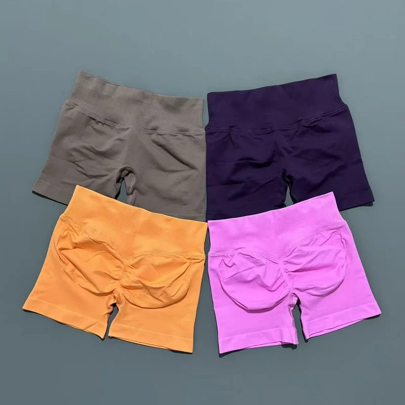 Pantalones cortos de gimnasio para mujer, pantalones cortos deportivos para motociclista, pantalones cortos de Yoga ajustados de cintura alta y cintura, mallas sin costuras para entrenamiento