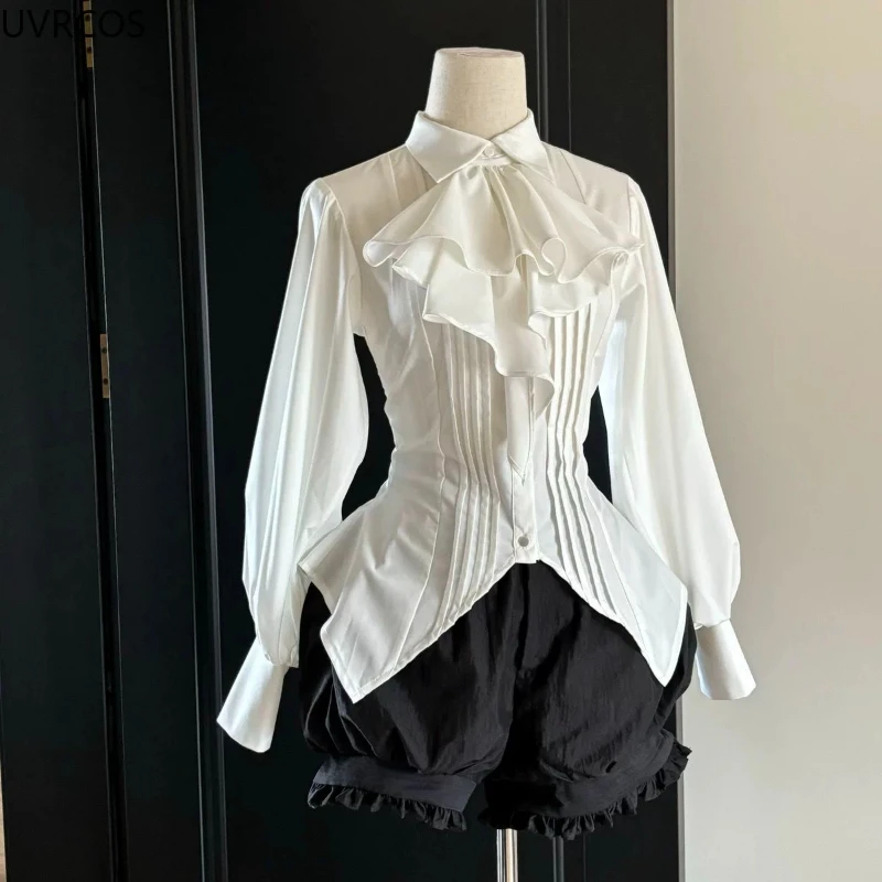 Blusa japonesa Vintage elegante de Lolita para mujer, camisas JK irregulares con manga acampanada gótica victoriana, Top Kawaii estético Y2k