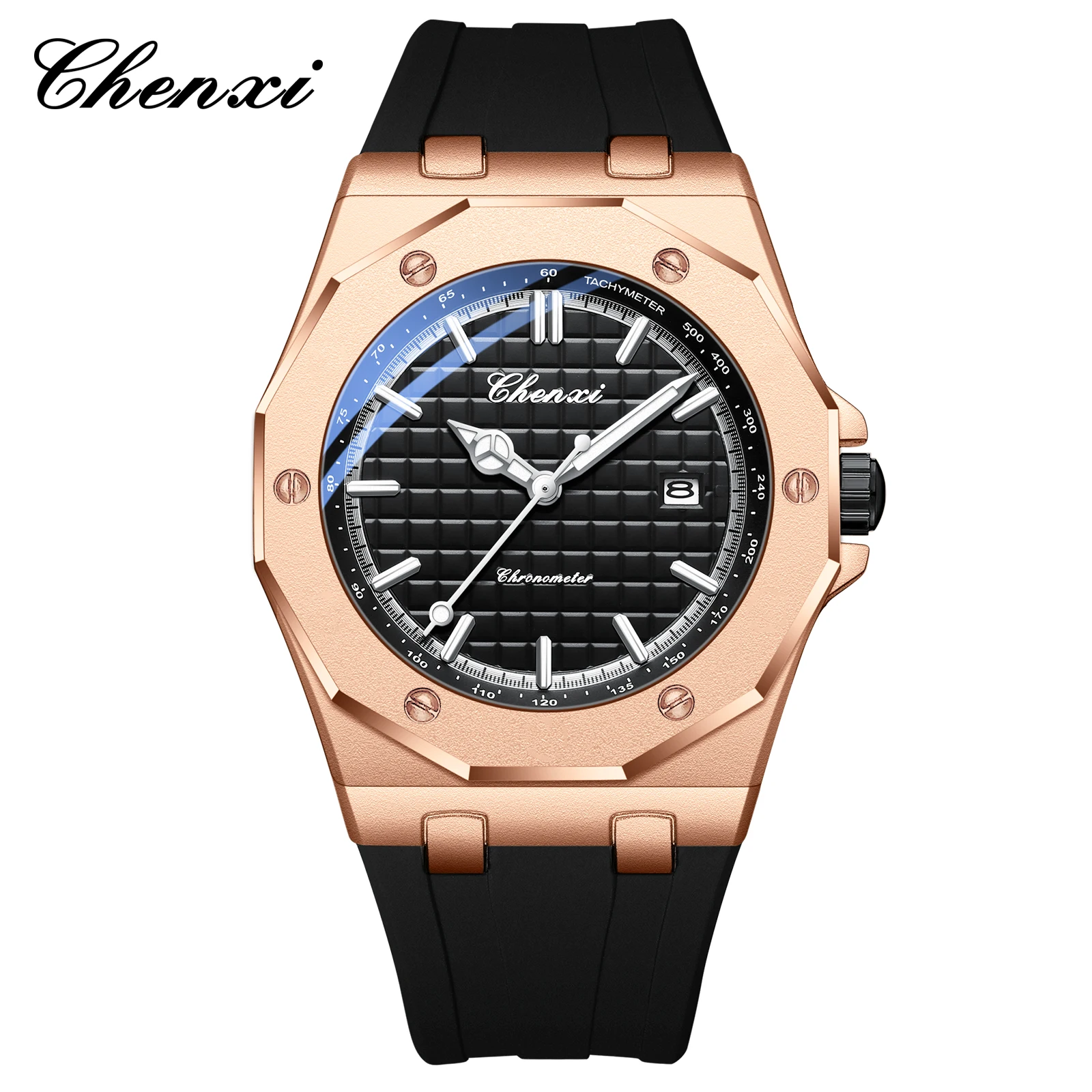 Reloj de Lujo para Hombre CHENXI 8268, Marca de Primera Calidad, Compacto, de Silicona, Resistente al Agua, con Calendario, Luz Nocturna, Reloj de Textura Masculino, Regalo, Reloj Hombre