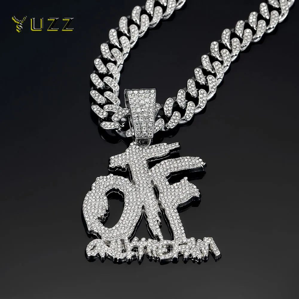 Collar de cadena cubana con colgante OTF de letra inglesa de moda Hip Hop, adecuado para uso diario de hombres y mujeres, joyería de fiesta de Rock