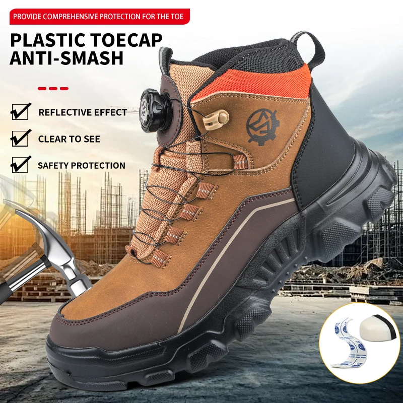 Zapatos de Seguridad de Caña Alta con Hebilla Giratoria, Resistentes a Impactos y a Pinchazos, Aptos para Trabajo, Protección Laboral, Manipulación