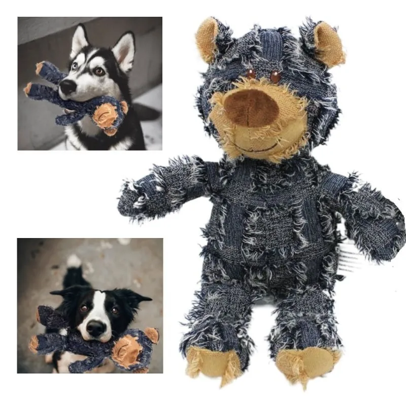 Oso de peluche para mascotas, juguete interactivo de felpa para perros, limpieza de dientes, antimordeduras, juguete Abreact, suministros para mascotas