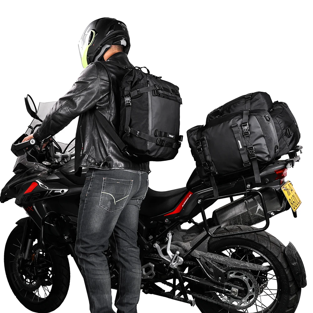 Rhinowalk bolsa impermeable para asiento trasero de motocicleta, mochila de equipaje con bolsa interior a prueba de lluvia, 10l, 20L, 30l