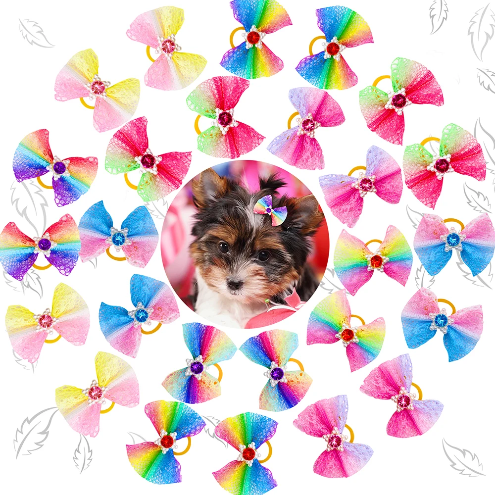10/20/30 Uds. Lazos para el pelo para el cuidado de mascotas, mezcla de colores para cachorros, accesorios decorativos para el cabello para perros pequeños, bandas de goma para el pelo, proveedor de perros