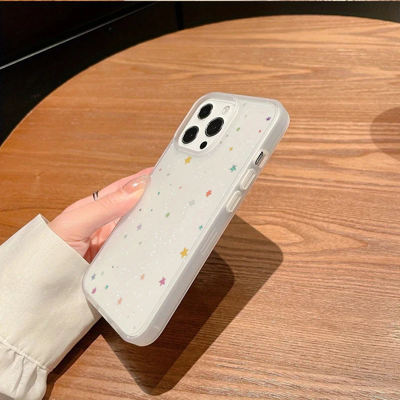 Funda Minimalista Transparente Esmerilada de TPU con Diseño de Estrella para iPhone 18 17 16 15 14 13 12 11 Pro Max XS X XR 7 8 Plus, Cubierta Suave Transparente