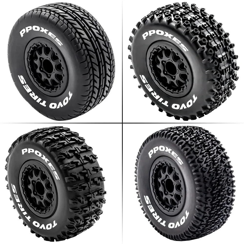 4 Uds 112mm 1/10 neumáticos de camión de recorrido corto rueda con 12mm hexagonal para Slash Arrma Senton HuanQi 727 Vkar 10sc Hpi Rc Car