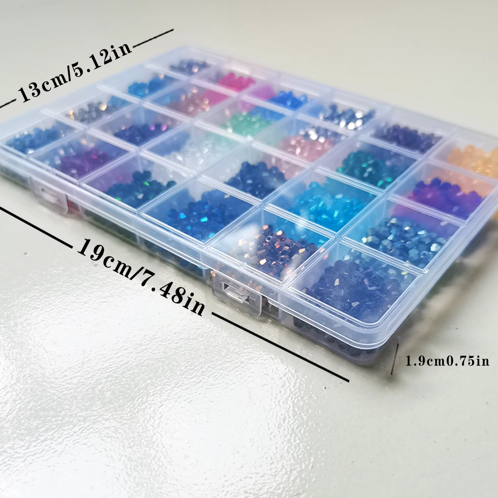 Juego de cuentas de cristal bicono de 24 colores con estuche de almacenamiento, cuentas facetadas brillantes para fabricación de joyería, collar bohemio artesanal DIY