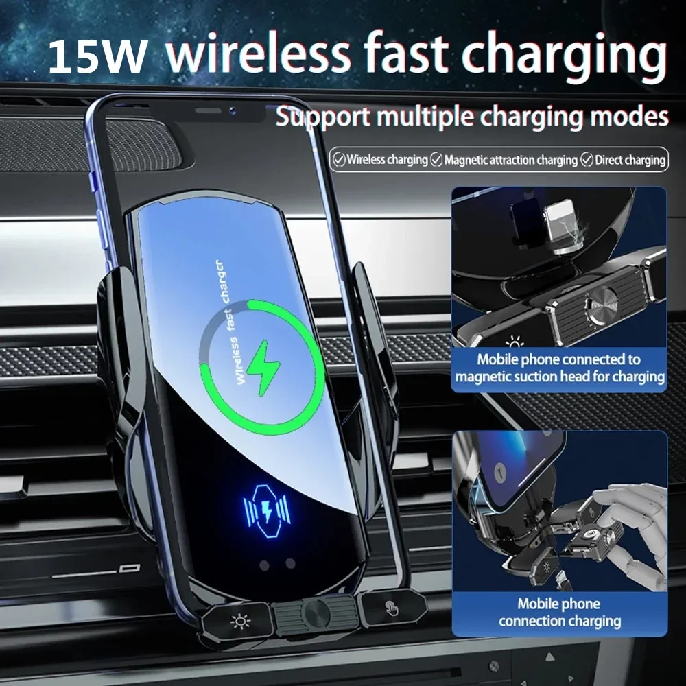 Cargador inalámbrico para coche, soporte magnético para teléfono con salida de aire para iPhone 16, 15, 14, 13, Samsung, Xiaomi, estación de carga rápida por inducción