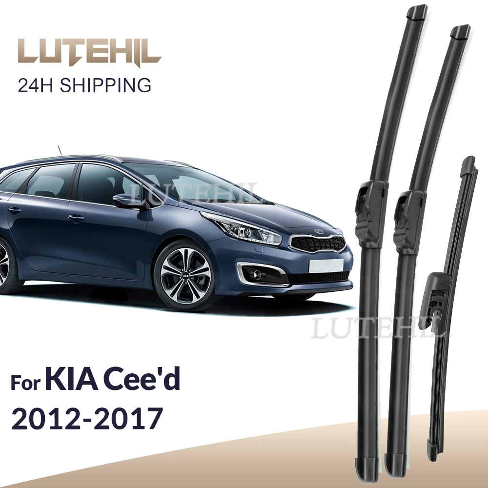 Para KIA Cee'd Ceed 2012-2017 2013 2014 2015 2016 limpiaparabrisas delantero y trasero limpiaparabrisas cepillos de ventana 26 "+ 14" + 12"