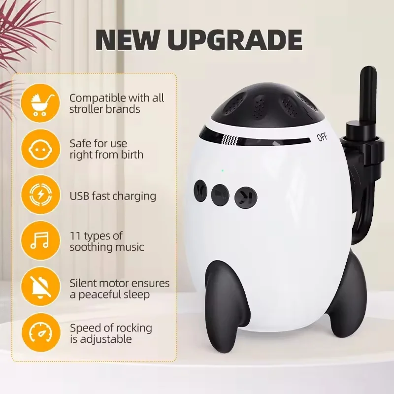 Accesorios para Silla de Paseo Portátil, Columpio Automático para Bebés, Dispositivo de Ayuda para Dormir con Sonido Blanco