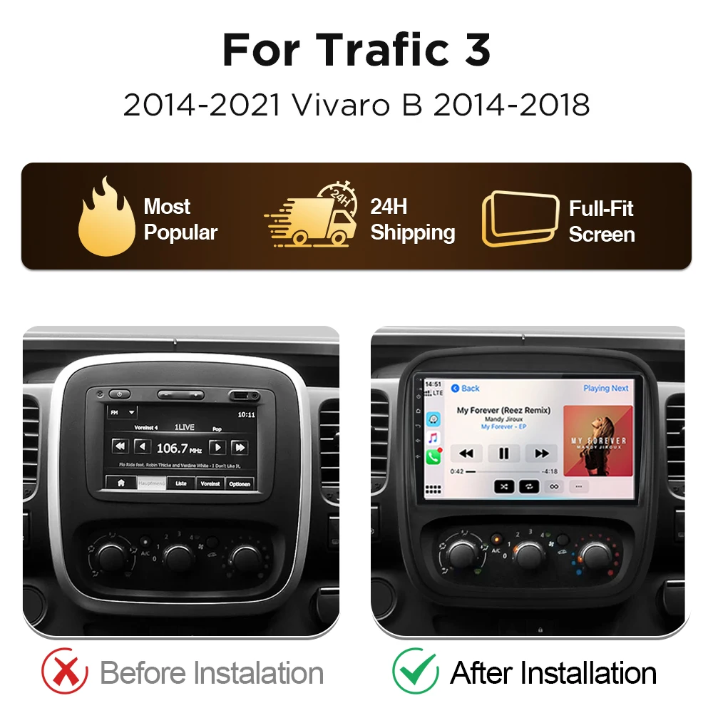 Radio de coche para Renault Trafic 3 2014 - 2021 para Opel Vivaro B 2014 - 2018 Carplay Android Auto estéreo Multimedia 2din DVD 8core