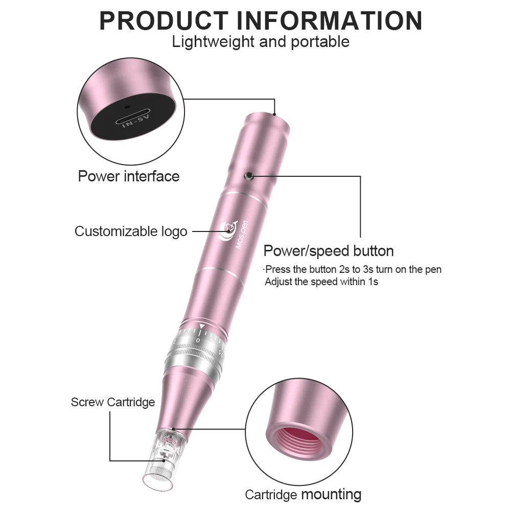 Herramienta inalámbrica para el cuidado de la piel con microagujas Derma Pen L1 con dos cartuchos de 36 pines