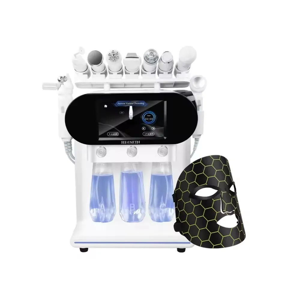 Nueva Tecnología, Máquina Facial Hydra Beauty 11 en 1 con Mango de Succión y Rotación Vortex 360, Portátil, Eliminación de Puntos Negros