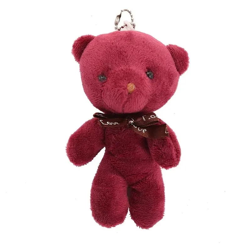 10 unids/pack 12cm Mini pajarita oso de peluche colgante juguete de peluche llavero de peluche de peluche colorido