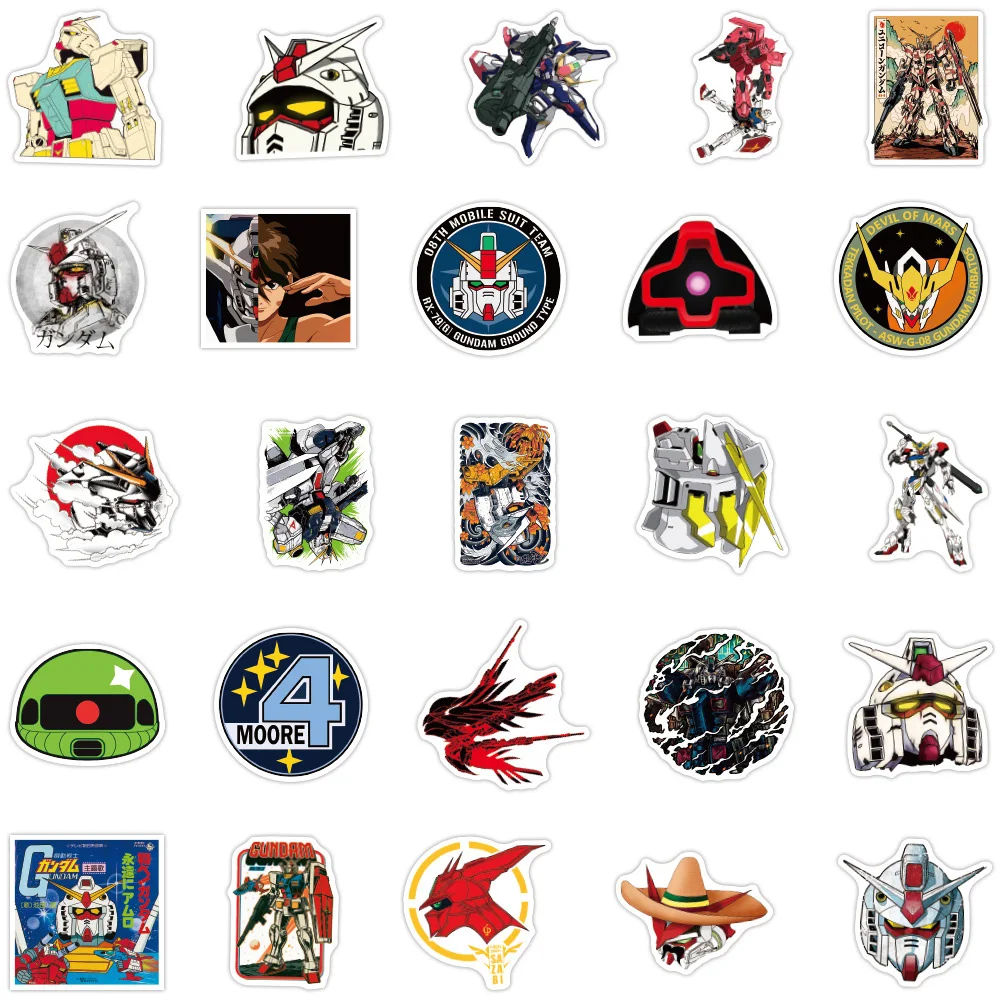 10/30/50CPS GUNDAM pegatinas de dibujos animados de Anime para niños DIY juguete Graffiti papelería funda de teléfono pegatina genial regalo de fiesta de cumpleaños para niños